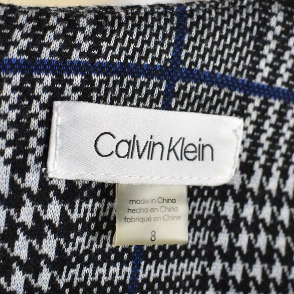 Calvin Klein Houndstooth Plaid Ruffle Sleeve Shift Dress - 8 - Picture 9 of 9